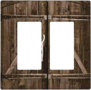 Rustic Farmhouse Antler Wood Board Barn Door Double Rocker Outlet Covers Decorative 2 Gang Light Switch Cover Country Vintage Gfci Wall Plate Electrical Switchplate Faceplate for Home Decora