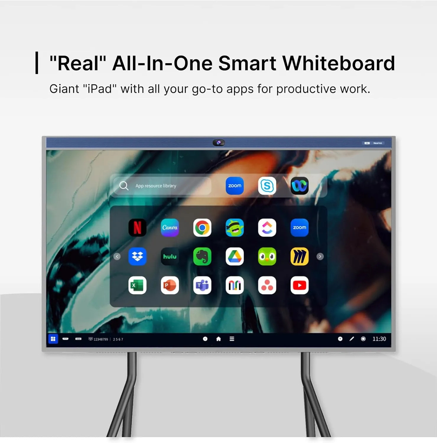 S55 Interactive Smart Whiteboard,AI -Powered 4K Camera,MEMS 24-mic Array with Noise Reduction,All-in-One Whiteboard for Hybrid Collaboration with AndriodOS & Open App Ecosystem (Board Stand)