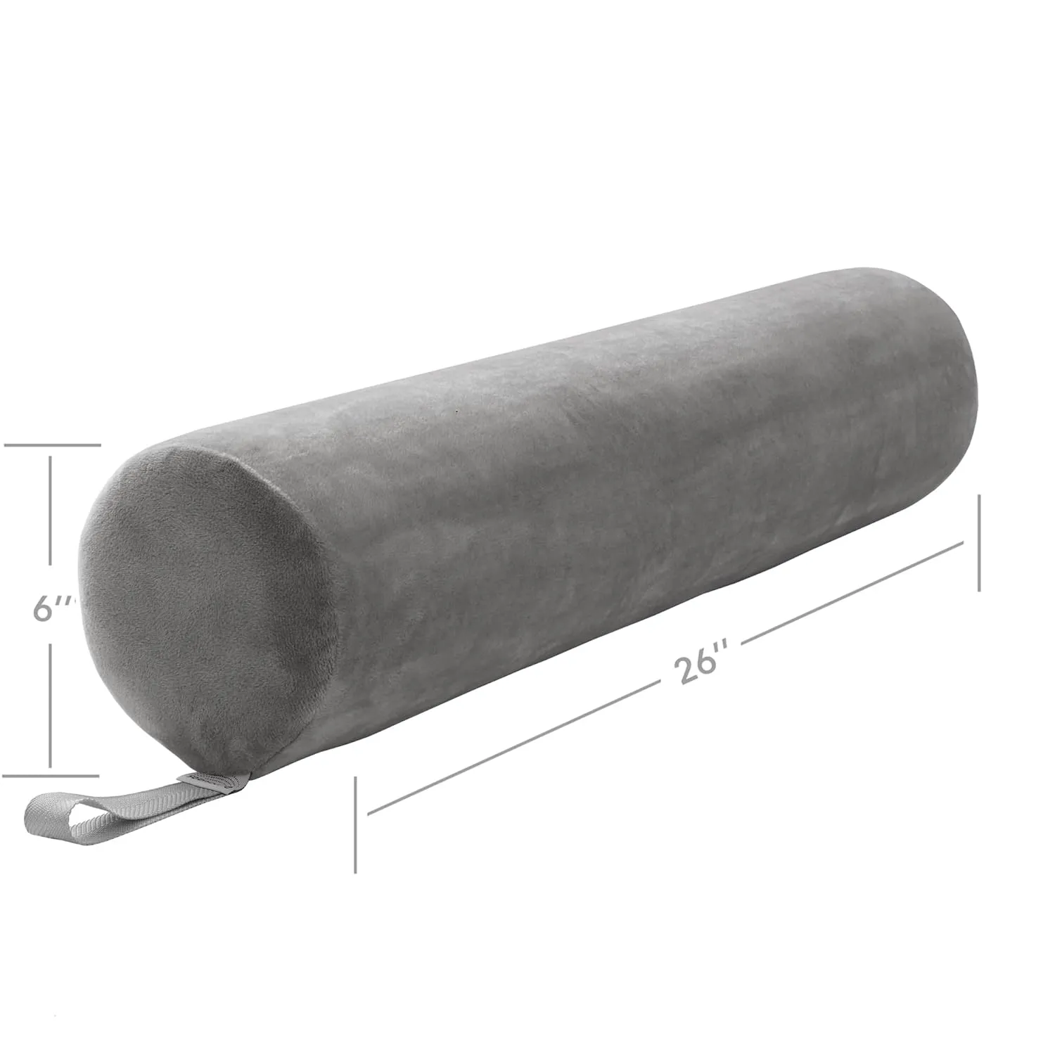 Saloniture Full Round Massage Table Bolster Pillow Pad - 26 x 6 Inch - Gray Velour