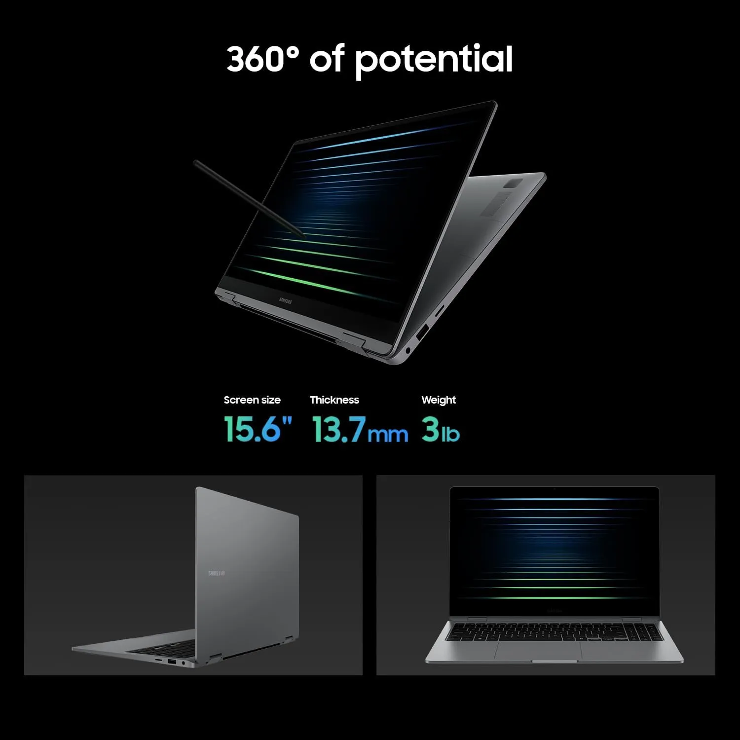 SAMSUNG 15.6” Galaxy Book5 360 Copilot  PD, AI Laptop Computer, FHD AMOLED Touchscreen, 16GB / 512GB, Dolby Atmos Quad Speakers, All-Day Battery Life, NP750QHA-KA1US, Gray