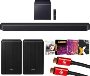 Samsung Q Series Soundbar HW-Q900F 7.1.2 ch Subwoofer (2025) Q-Symphony Bundle with SWA-9500S Wireless Rear Speakers, Tech Smart USA Premiere Movies Streaming and 2X 4K HDMI Cable