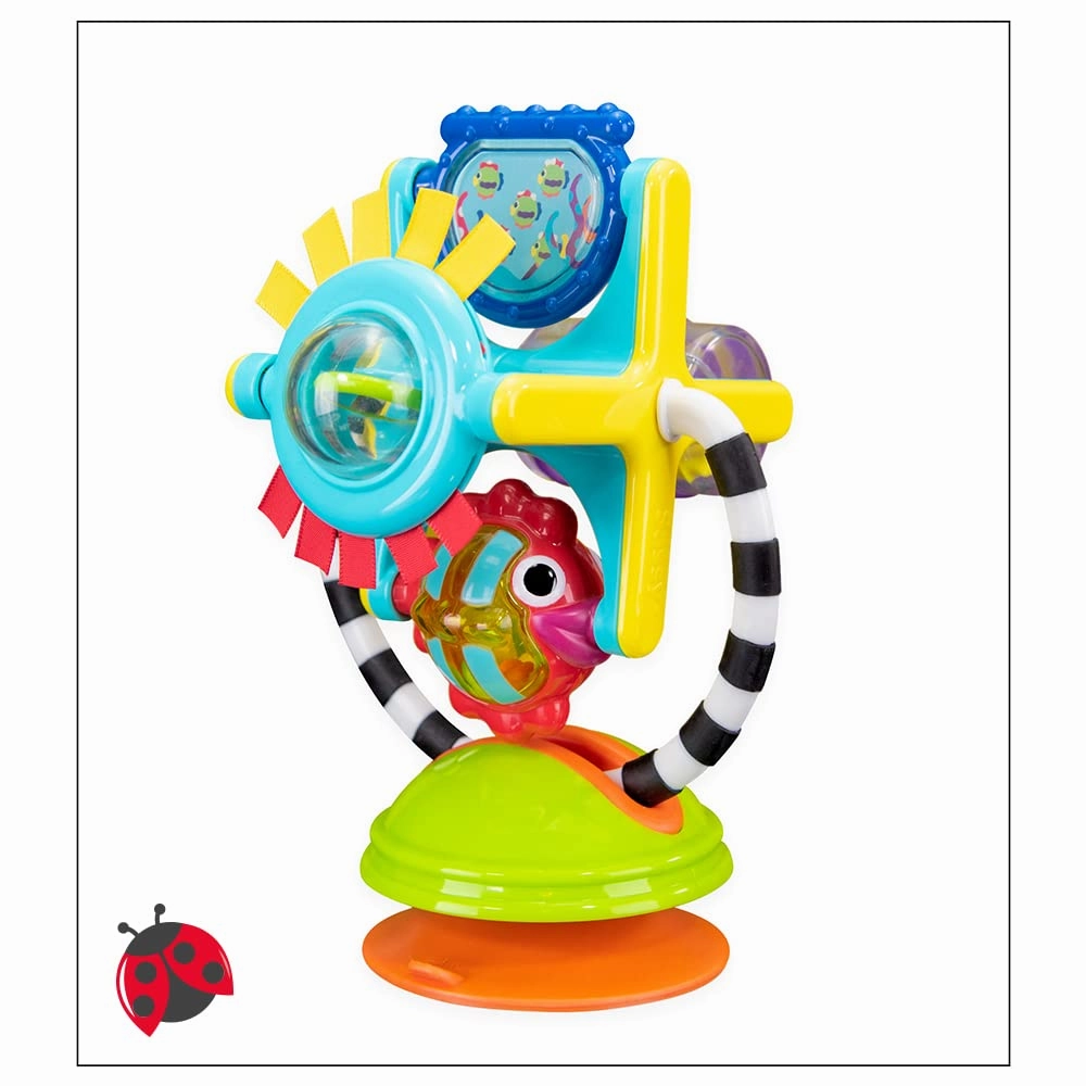Sassy Fishy Fascination Station 2-in-1 Suction Cup High Chair Toy, Developmental Tray Toy for Early Learning, Ages 6  Months
