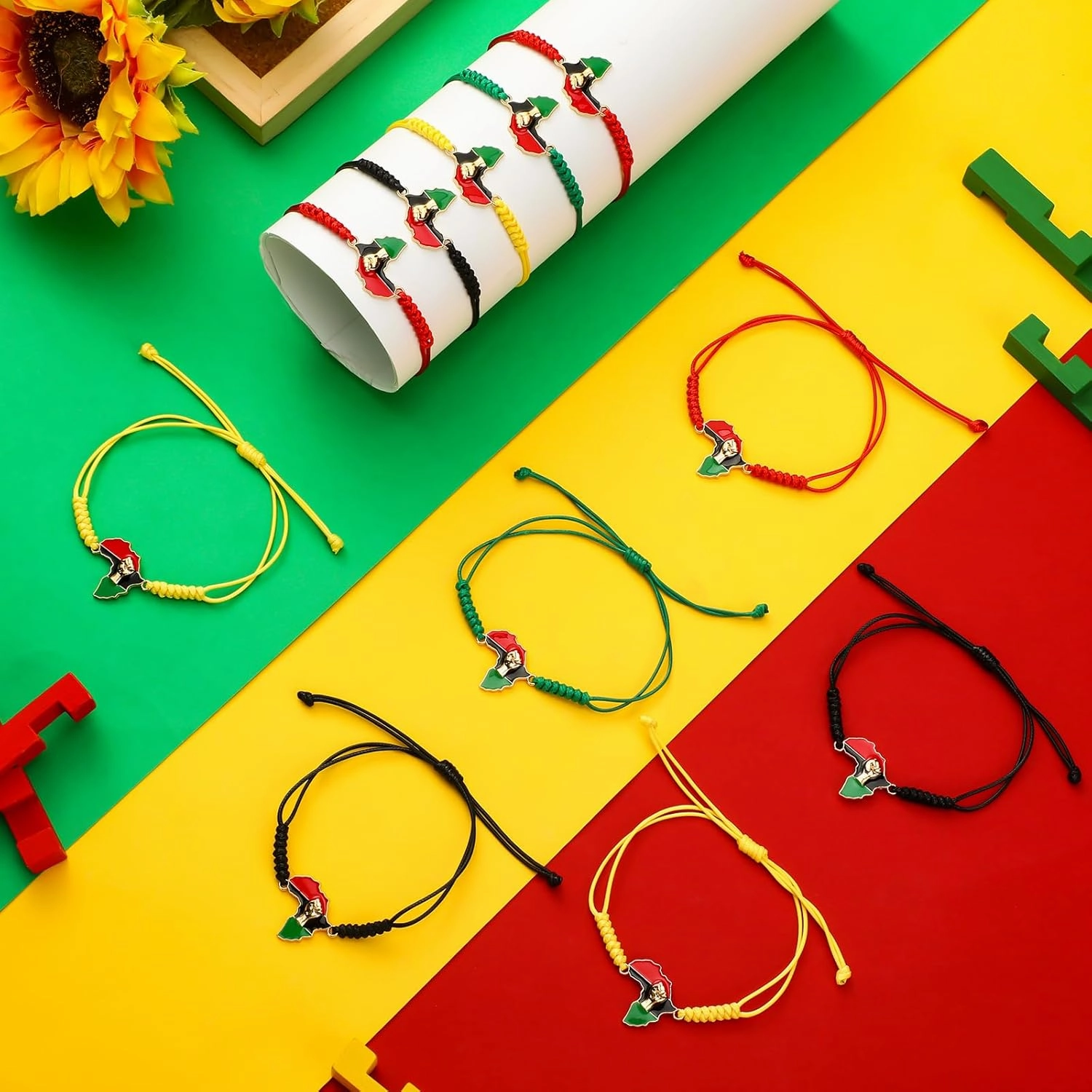 Sasylvia 20/48/100 Pcs Juneteenth Party Favors Juneteenth Bracelets Bulk Black African Afro American Independence Day Party Supplies Freedom Day Goodie Bag Gifts for Adults Teens Jewelry