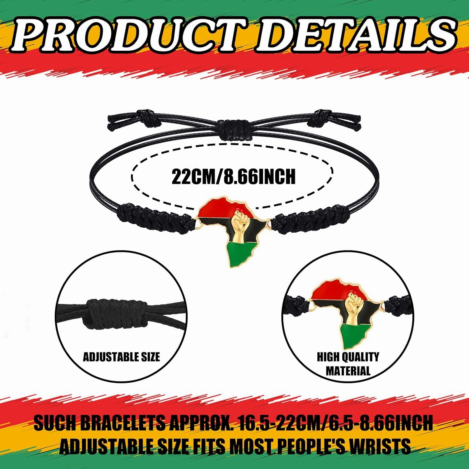 Sasylvia 20/48/100 Pcs Juneteenth Party Favors Juneteenth Bracelets Bulk Black African Afro American Independence Day Party Supplies Freedom Day Goodie Bag Gifts for Adults Teens Jewelry