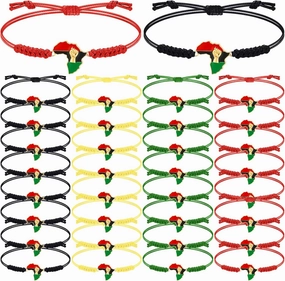 Sasylvia 20/48/100 Pcs Juneteenth Party Favors Juneteenth Bracelets Bulk Black African Afro American Independence Day Party Supplies Freedom Day Goodie Bag Gifts for Adults Teens Jewelry