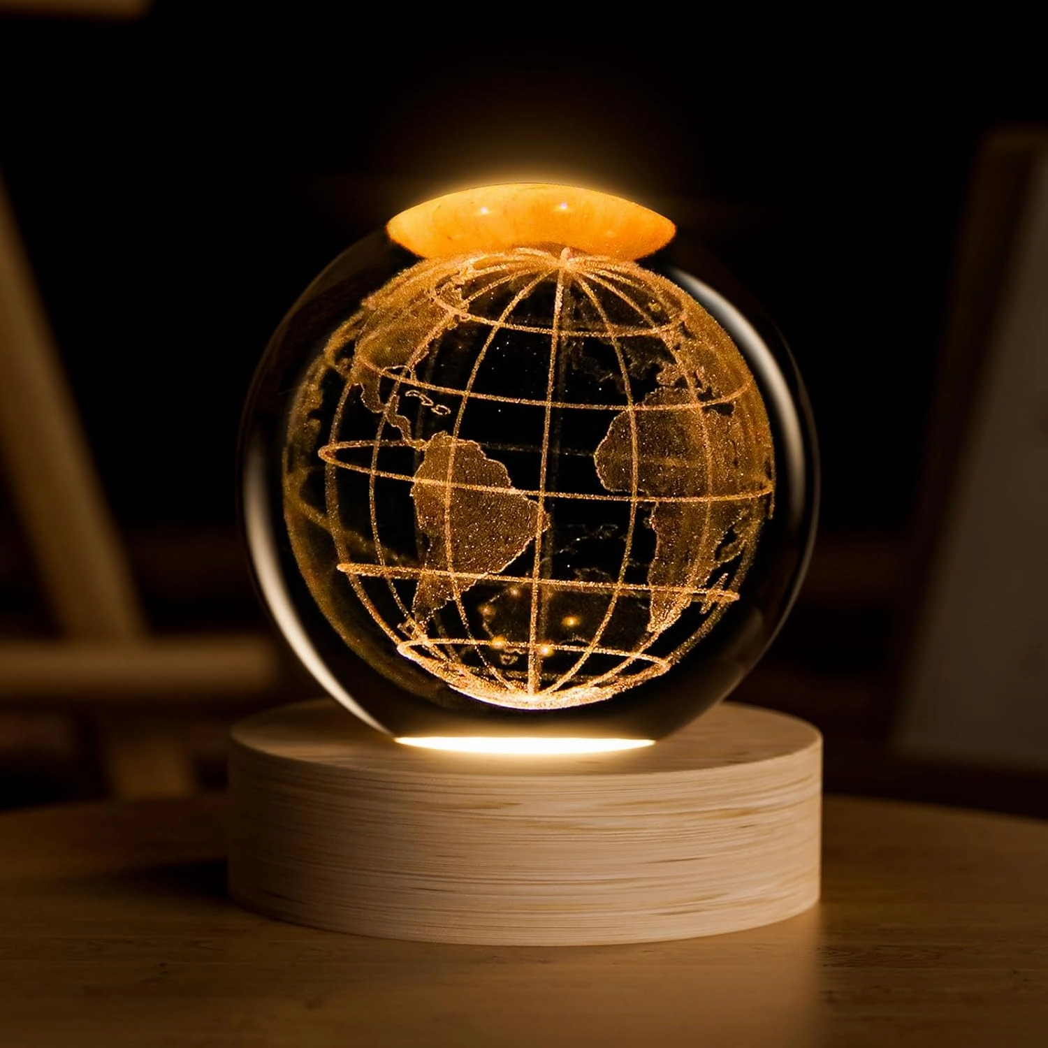 Saturn Crystal Ball, 2.4 inch Decorative Quartz Glass Ball Sphere with Wooden Base, Paperweight Display Sculpture Home Decor Gifts for Women Friends Girls