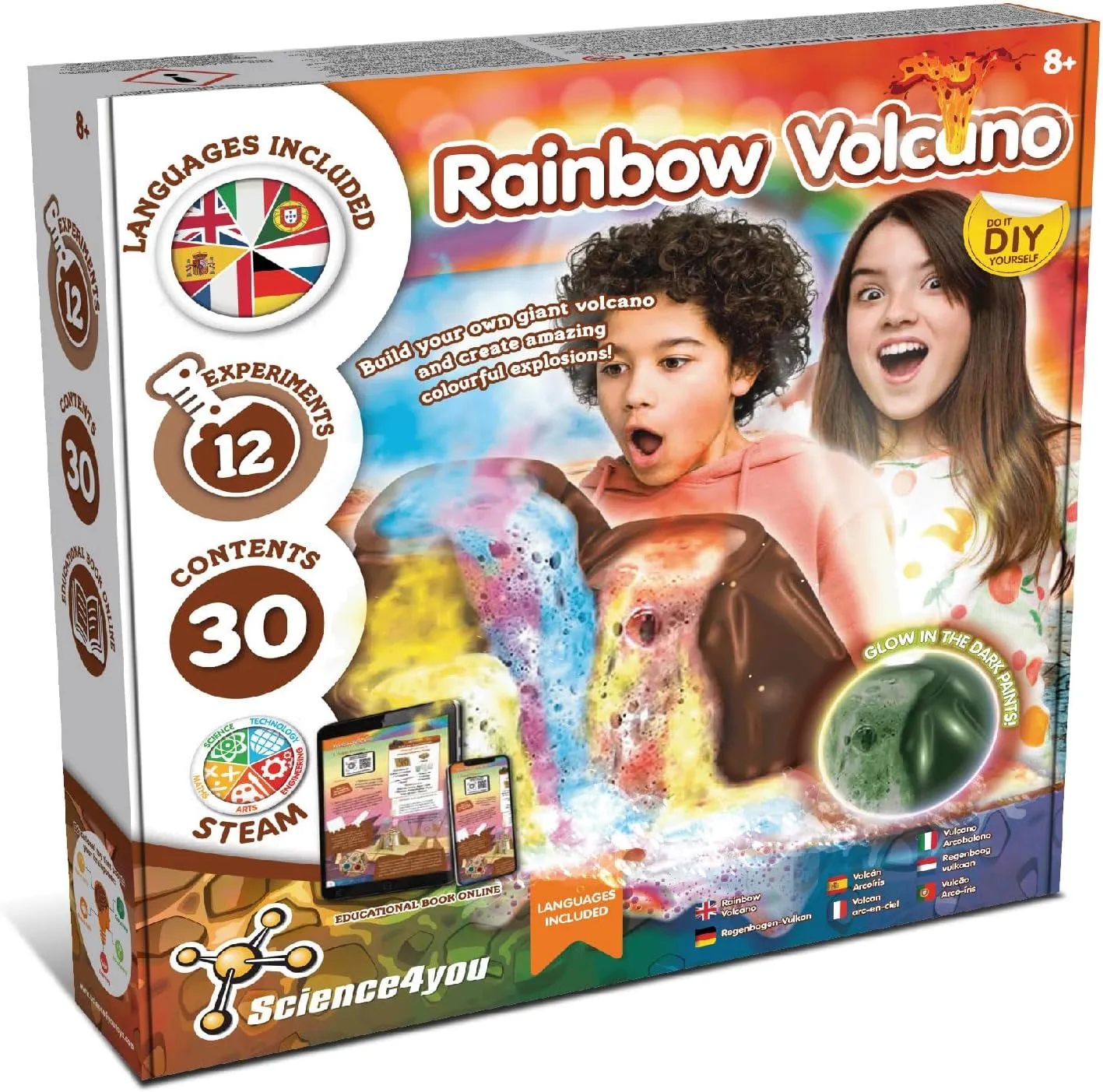 Science4you Rainbow Volcano Toy for Kids - Volcano Kit for Kids, Rainbow Lab   12 Science Experiments for Kids, Stem Science Toys, Games, Science Gifts for 8  Year Old Boys and Girls