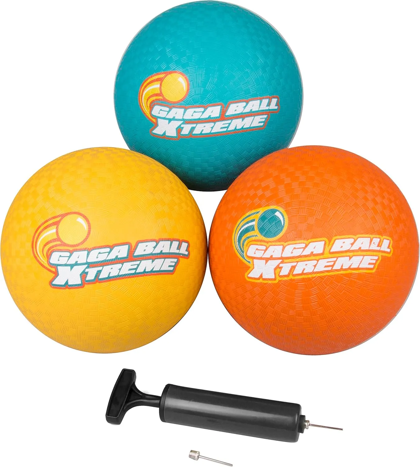 SCS Direct Gaga Playground Balls 3pk (8.5 inches) w Air Pump- Durable Rubber Pack for Dodgeball, Kickball, Gagaball Official Play and School - Fun Outdoor Toys and Accessories Gift for Kids