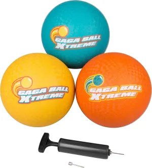 SCS Direct Gaga Playground Balls 3pk (8.5 inches) w Air Pump- Durable Rubber Pack for Dodgeball, Kickball, Gagaball Official Play and School - Fun Outdoor Toys and Accessories Gift for Kids