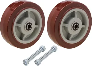 SES Brand 8x2" U-Boat Cart Center Wheel Replacement Kit, includes Two Wheels and Two Axle Bolts with Nuts