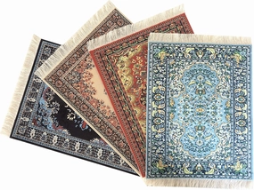 Set of 4 Dollhouse Rugs, Miniature Doll House Accessory, 10x7 Carpets, Rectangle, Kids Toy Furniture Carpeting Decor