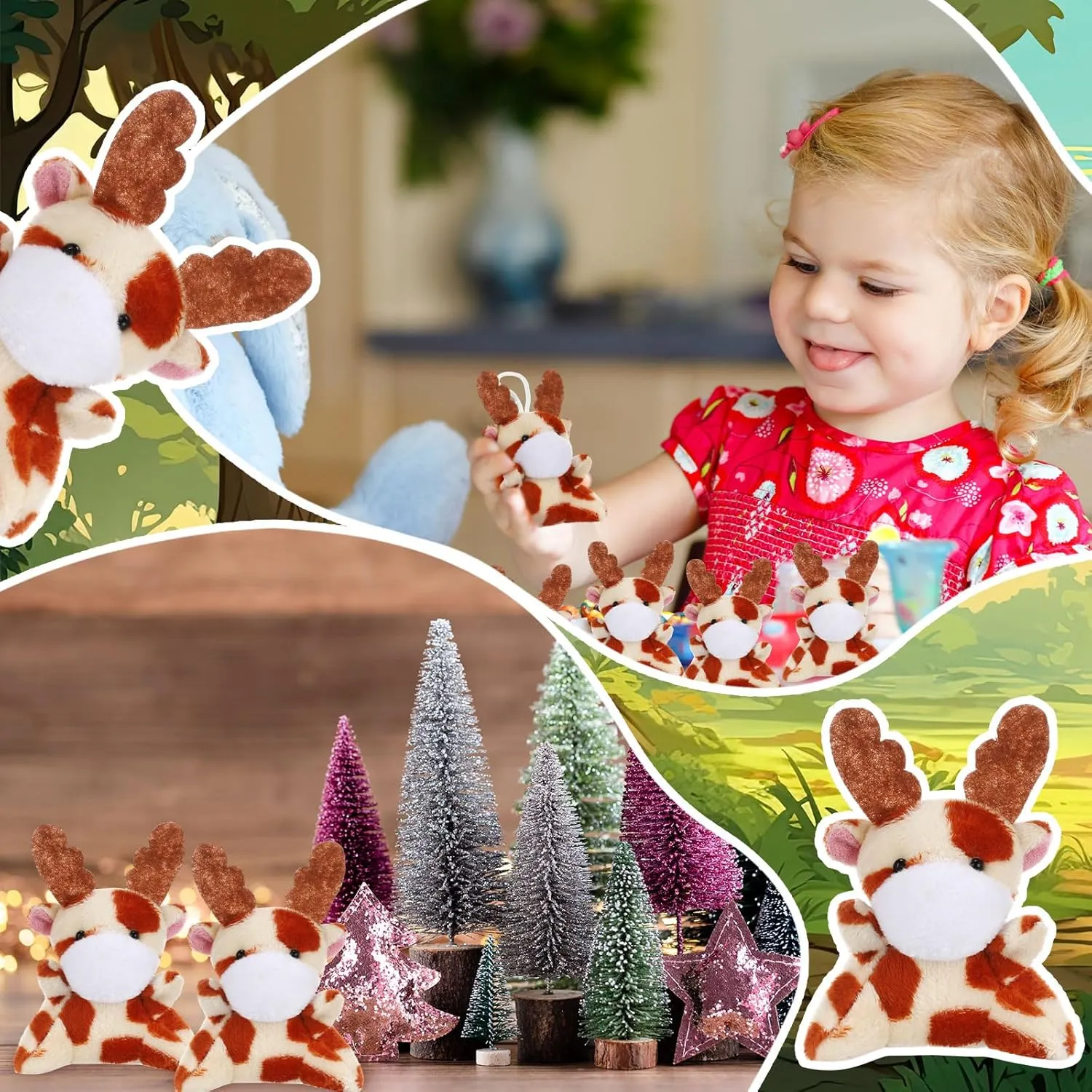 Shappy 50 Pcs Mini Animal Plush Toys Small Stuffed Animals Bulk Cute Tiny Plushies Keychains for Gift Party Carnival Prize(Giraffe)