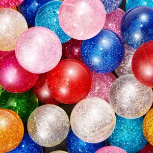 Shappy 60 Pcs 45 mm Large Bouncy Balls Glitter Bounce Ball Bulk with Storage Bag Large Bouncy Balls for Goodie Bag Fillers Birthday Party Favors, Assorted Colors