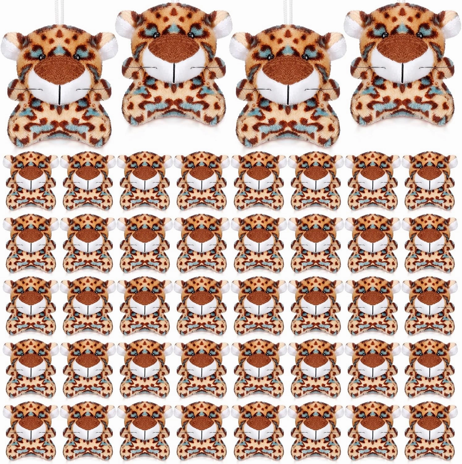 Shappy 50 Pcs Mini Animal Plush Toys Small Stuffed Animals Bulk Cute Tiny Plushies Keychains for Gift Party Carnival Prize (Cheetah)