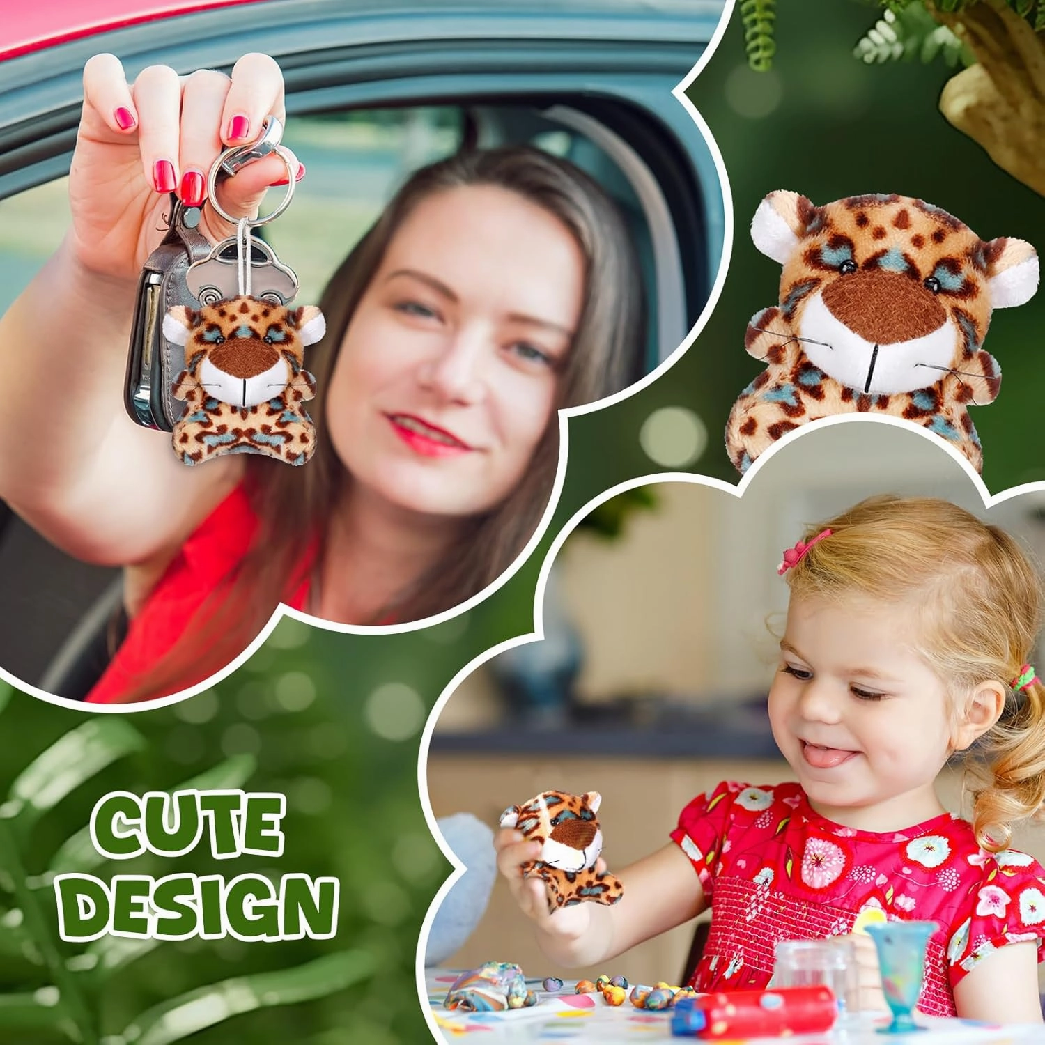 Shappy 50 Pcs Mini Animal Plush Toys Small Stuffed Animals Bulk Cute Tiny Plushies Keychains for Gift Party Carnival Prize (Cheetah)