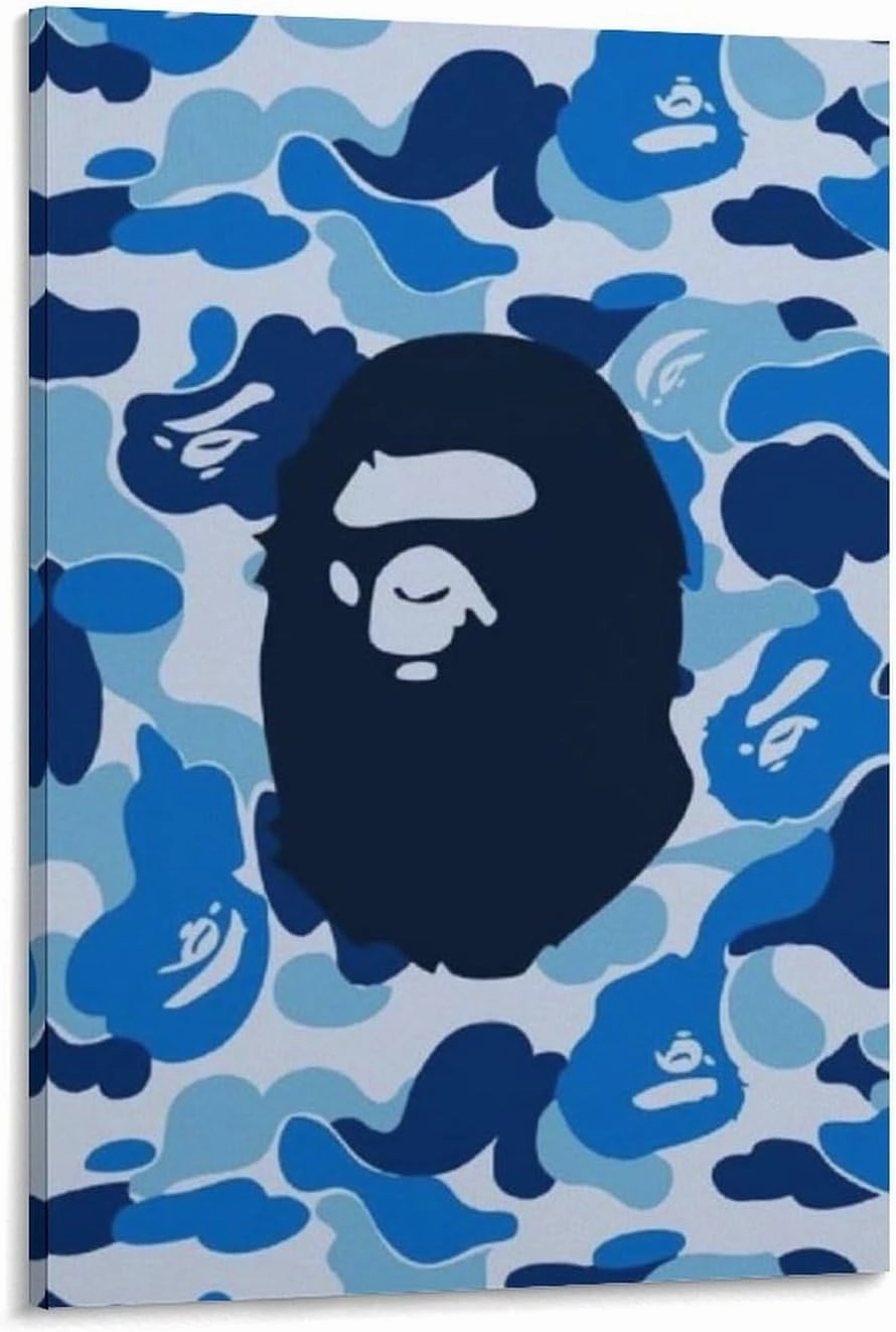 silanod Bape Camo Monkey Hypebeast Poster Canvas Wall Art Poster For Room Aesthetic And Decor Poster For Living Room Bedroom Bathroom Office Kitchen Decor Frame-style16x24inch(40x60cm)