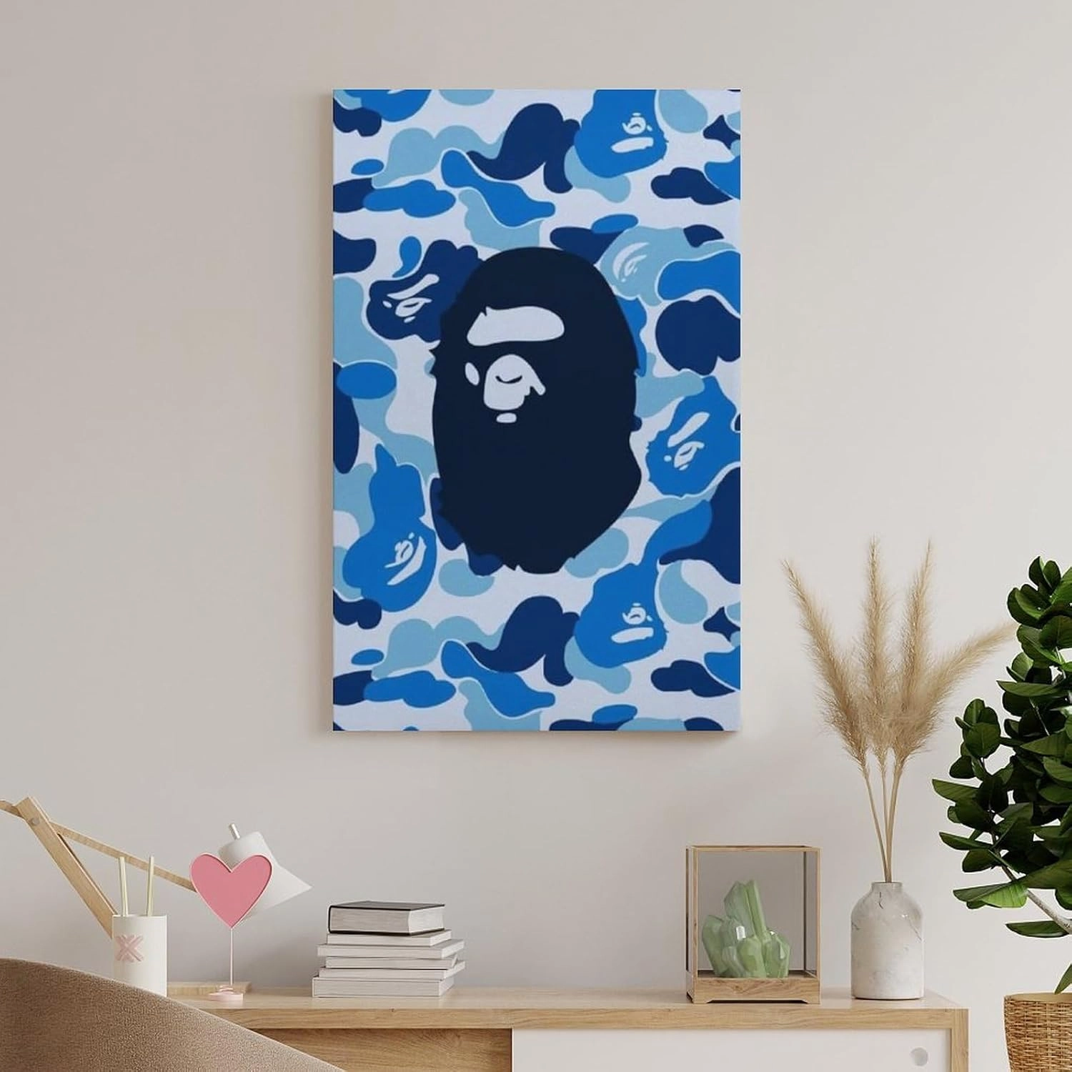 silanod Bape Camo Monkey Hypebeast Poster Canvas Wall Art Poster For Room Aesthetic And Decor Poster For Living Room Bedroom Bathroom Office Kitchen Decor Frame-style16x24inch(40x60cm)