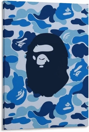 silanod Bape Camo Monkey Hypebeast Poster Canvas Wall Art Poster For Room Aesthetic And Decor Poster For Living Room Bedroom Bathroom Office Kitchen Decor Frame-style16x24inch(40x60cm)