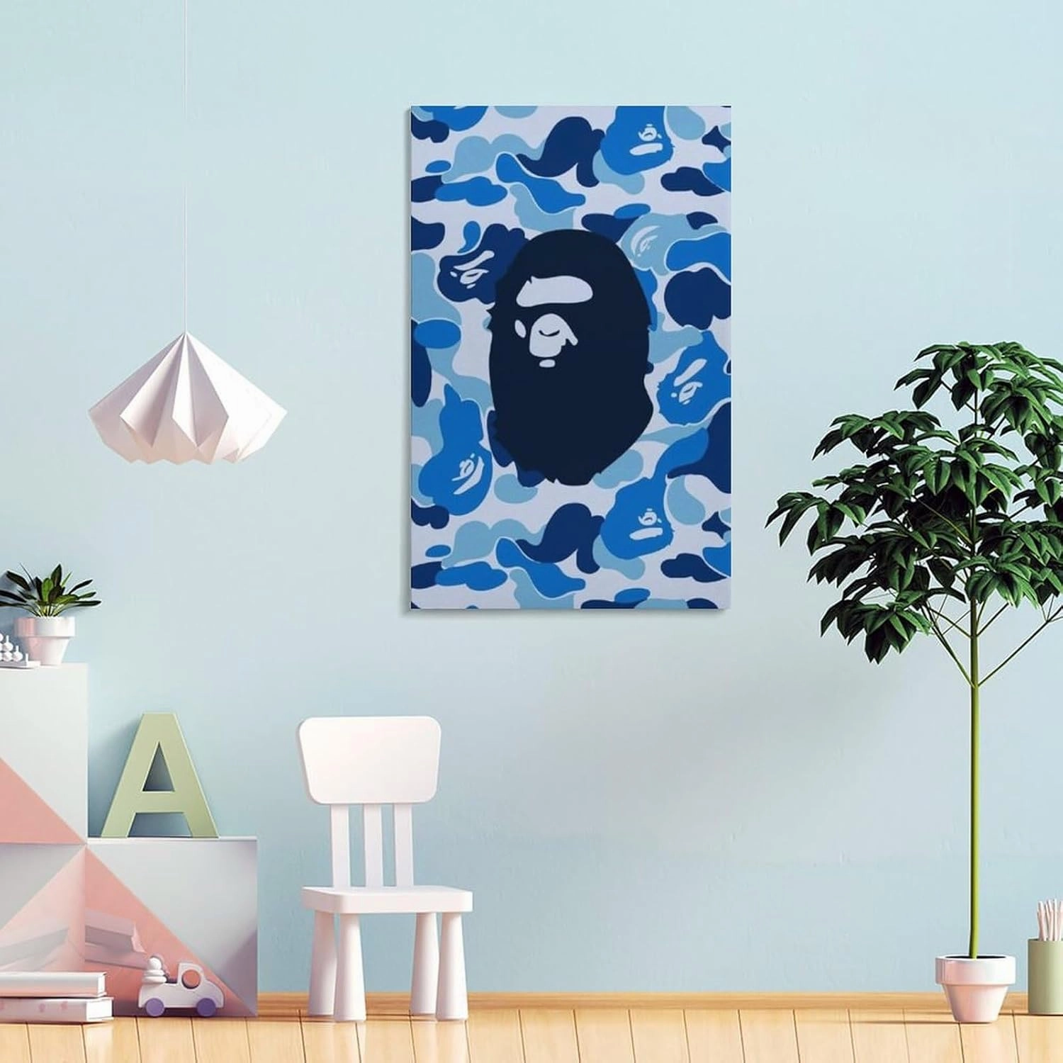 silanod Bape Camo Monkey Hypebeast Poster Canvas Wall Art Poster For Room Aesthetic And Decor Poster For Living Room Bedroom Bathroom Office Kitchen Decor Frame-style16x24inch(40x60cm)