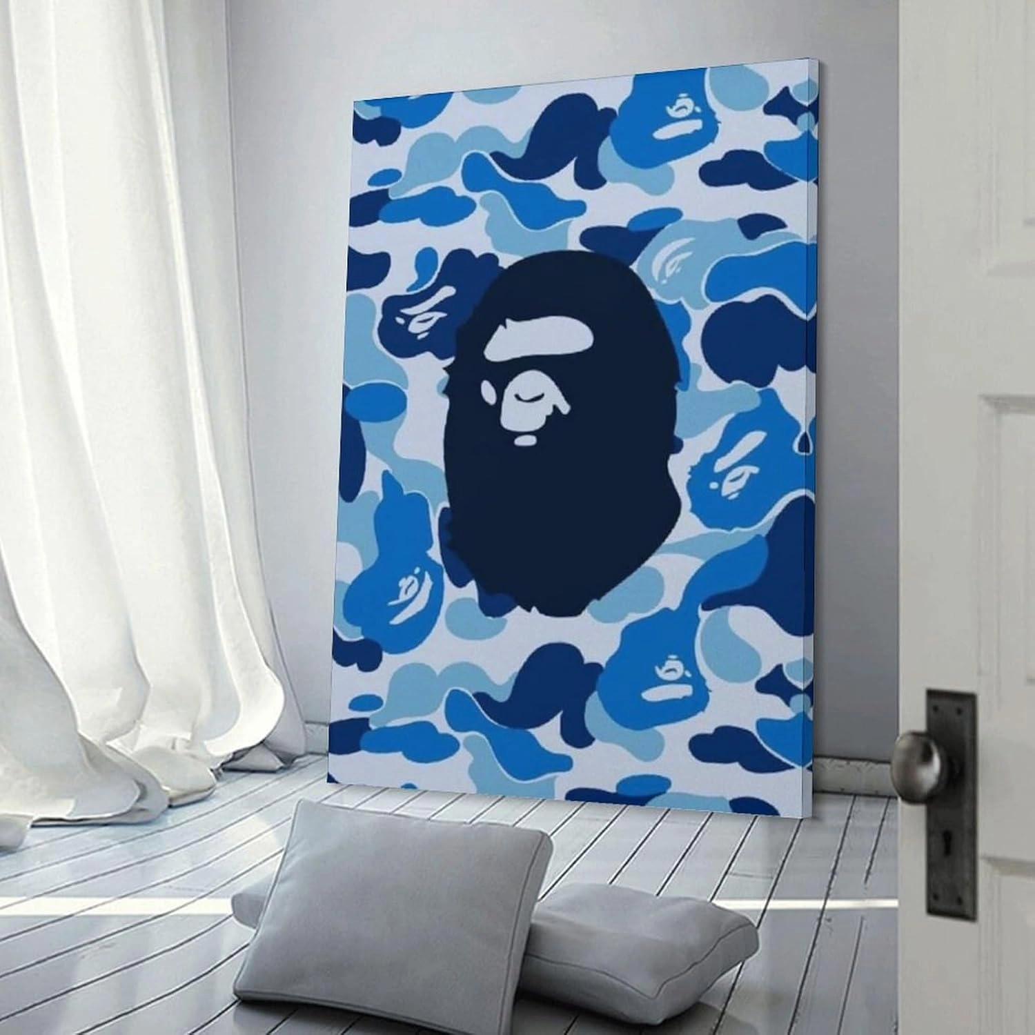 silanod Bape Camo Monkey Hypebeast Poster Canvas Wall Art Poster For Room Aesthetic And Decor Poster For Living Room Bedroom Bathroom Office Kitchen Decor Frame-style16x24inch(40x60cm)
