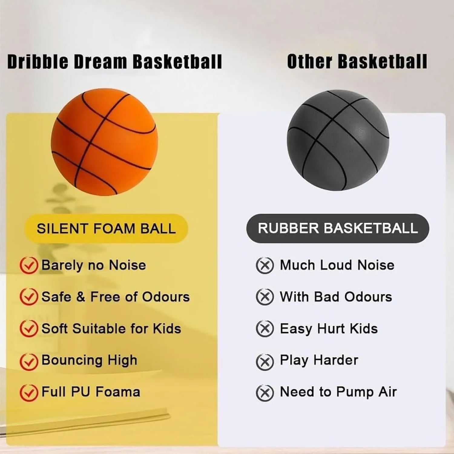 Silent Basketball and Hoop Set, Silent Basketball Dribbling Indoor, Quiet Basketball Dribbling No Noise, with Adjustable Rim, for Home Gym/Apartment Use(Blue,L:9.5IN/24CM)