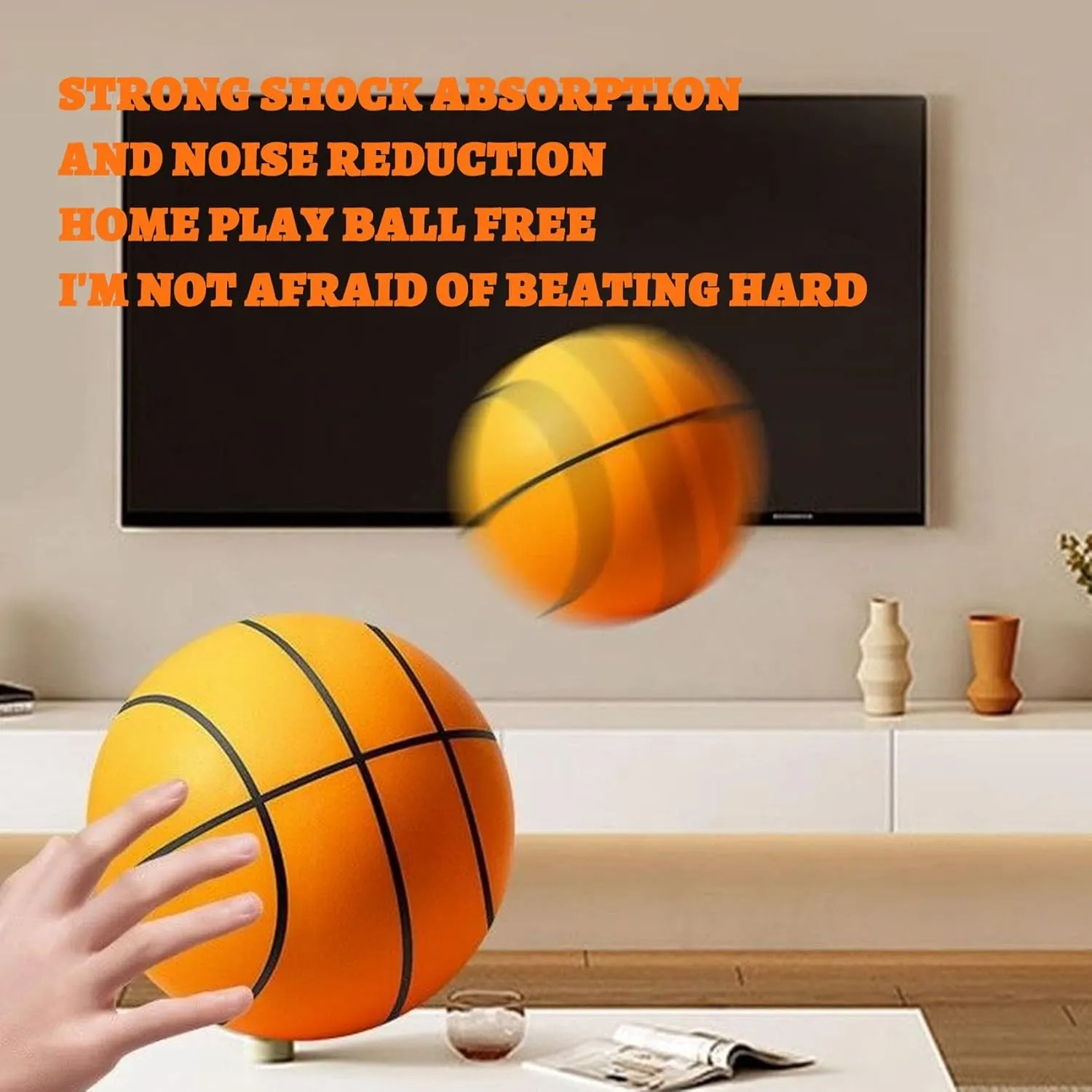 Silent Basketball and Hoop Set, Silent Basketball Hoop, Quiet Basketball Dribbling No Noise, Mini Foam Basketball for Door or Wall Mounted, Size 7/8/9 in, for Kids and Toddlers(Blue,#5)