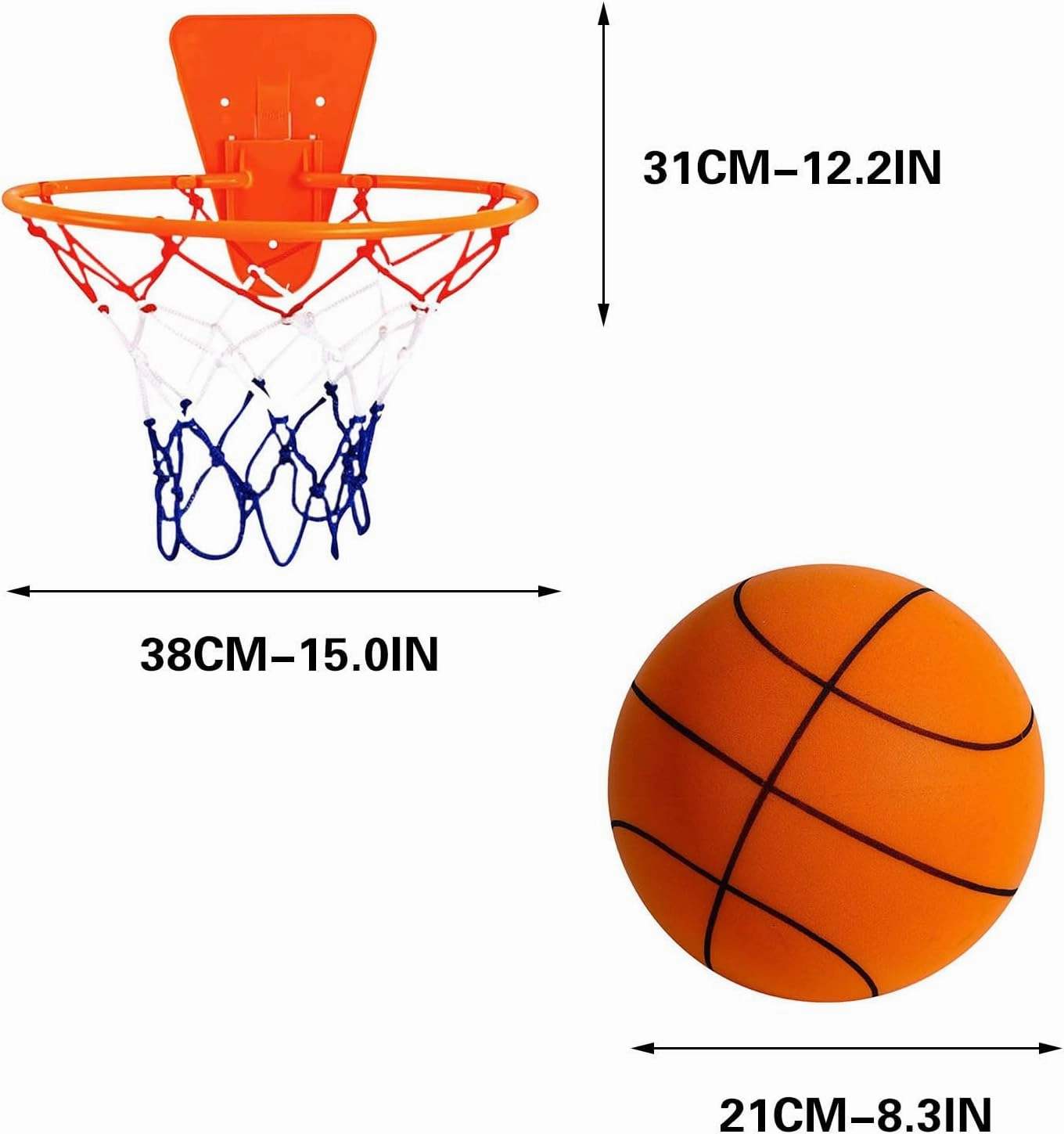 Silent Basketball with Basketball Rim, Soft Foam Indoor Basketball, Dribble Dream Silent Basketball, Soundless Basketball for Quiet Dribbling and Indoor Training