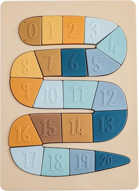 Silicone Number Puzzles for Toddlers, Montessori Educational Learning Toys for Boys and Girls, Colorful Counting 1-20 Peg Puzzle for Preschool Kids Age 3  (Blue)