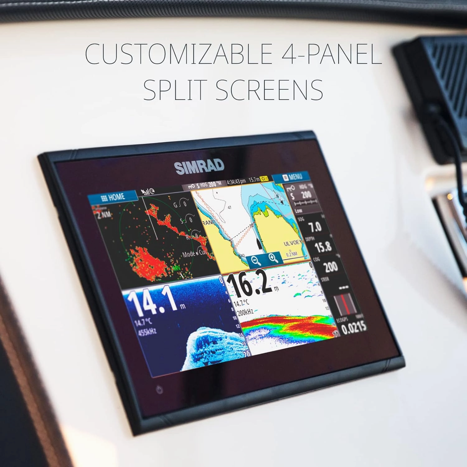Simrad GO Chartplotter and Fish Finder, with Transducer and Radar Options, Preloaded C-MAP Discover Chart Card