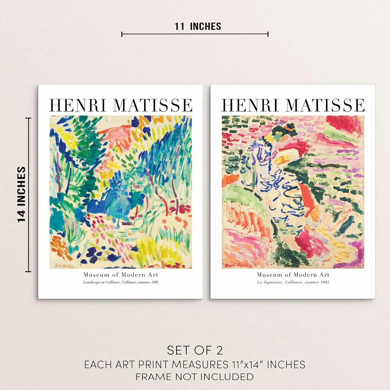 Sincerely, Not Henri Matisse Art Prints Set Gallery Exhibition Reproduction Posters 11"x14" UNFRAMED Modern Artwork for Bedroom Bathroom or Living Room Gallery Wall Decor - (OPTION 6)