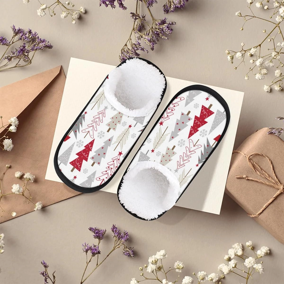 Slippers for Women Men, Soft Plush Warm Slip-On Slippers Non-Disposable Travel Slippers with Rubber Sole, Cozy Indoor Slippers Portable Spa Hotel Guest Indoor Slippers