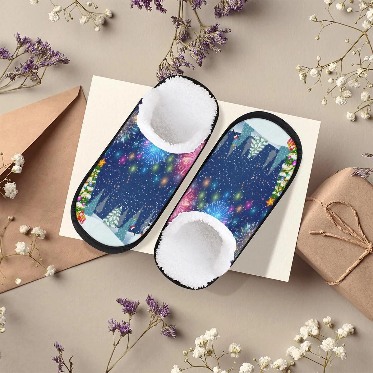 Slippers for Women Men, Soft Plush Warm Slip-On Slippers Non-Disposable Travel Slippers with Rubber Sole, Cozy Indoor Slippers Portable Spa Hotel Guest Indoor Slippers