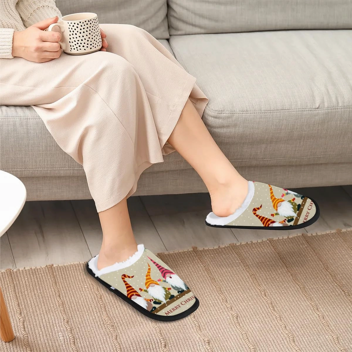 Slippers for Women Men, Soft Plush Warm Slip-On Slippers Non-Disposable Travel Slippers with Rubber Sole, Cozy Indoor Slippers Portable Spa Hotel Guest Indoor Slippers