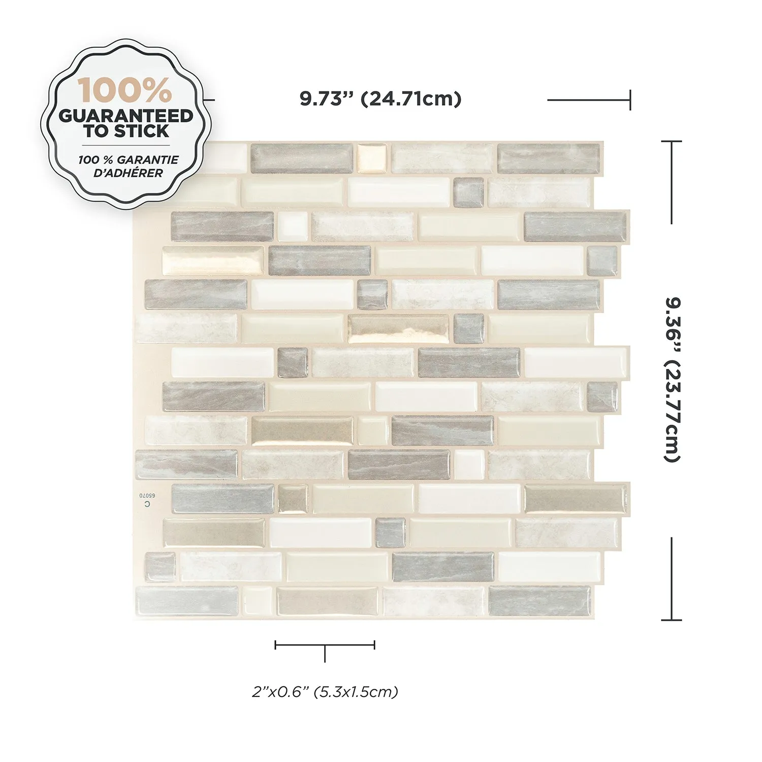 Smart Tiles Peel and Stick 4-Sheet 10 x 10 Backsplash - Crescendo Ciotta|Dosseret Smart Tiles peler et coller 10 x 10, 4 feuilles - Crescendo Ciotta