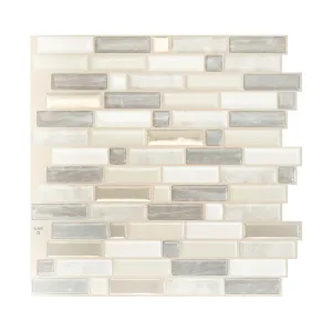Smart Tiles Peel and Stick 4-Sheet 10 x 10 Backsplash - Crescendo Ciotta|Dosseret Smart Tiles peler et coller 10 x 10, 4 feuilles - Crescendo Ciotta