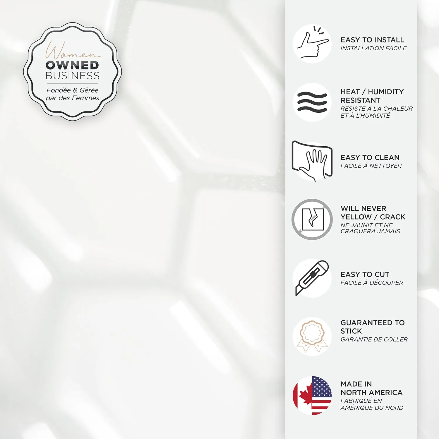Smart Tiles Peel and Stick 4-Sheet 11 x 10 Backsplash - Hexago|Dosseret Smart Tiles peler et coller 11 x 10, 4 feuilles - Hexago