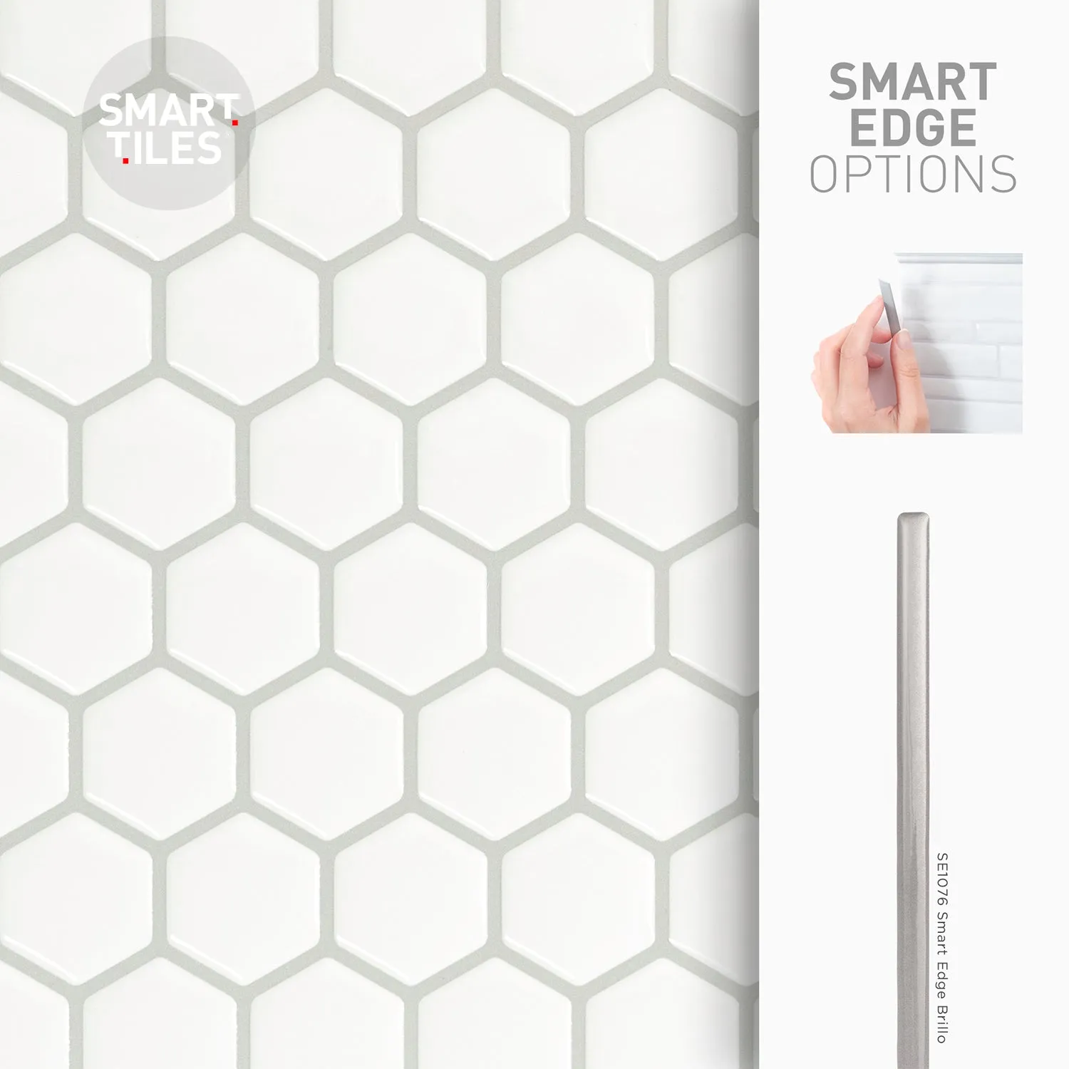 Smart Tiles Peel and Stick 4-Sheet 11 x 10 Backsplash - Hexago|Dosseret Smart Tiles peler et coller 11 x 10, 4 feuilles - Hexago