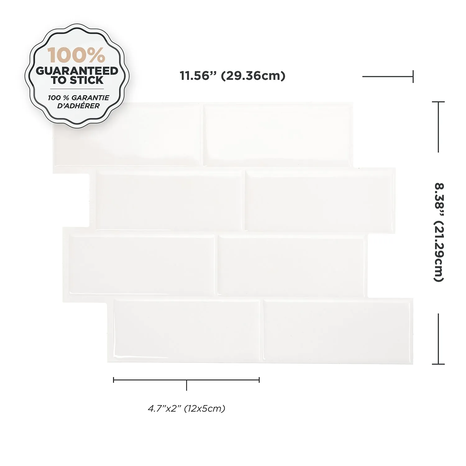 Smart Tiles Peel and Stick 4-Sheet 12 x 9 Backsplash - Metro Blanco|Dosseret Smart Tiles peler et coller 12 x 9, 4 feuilles - Metro Blanco