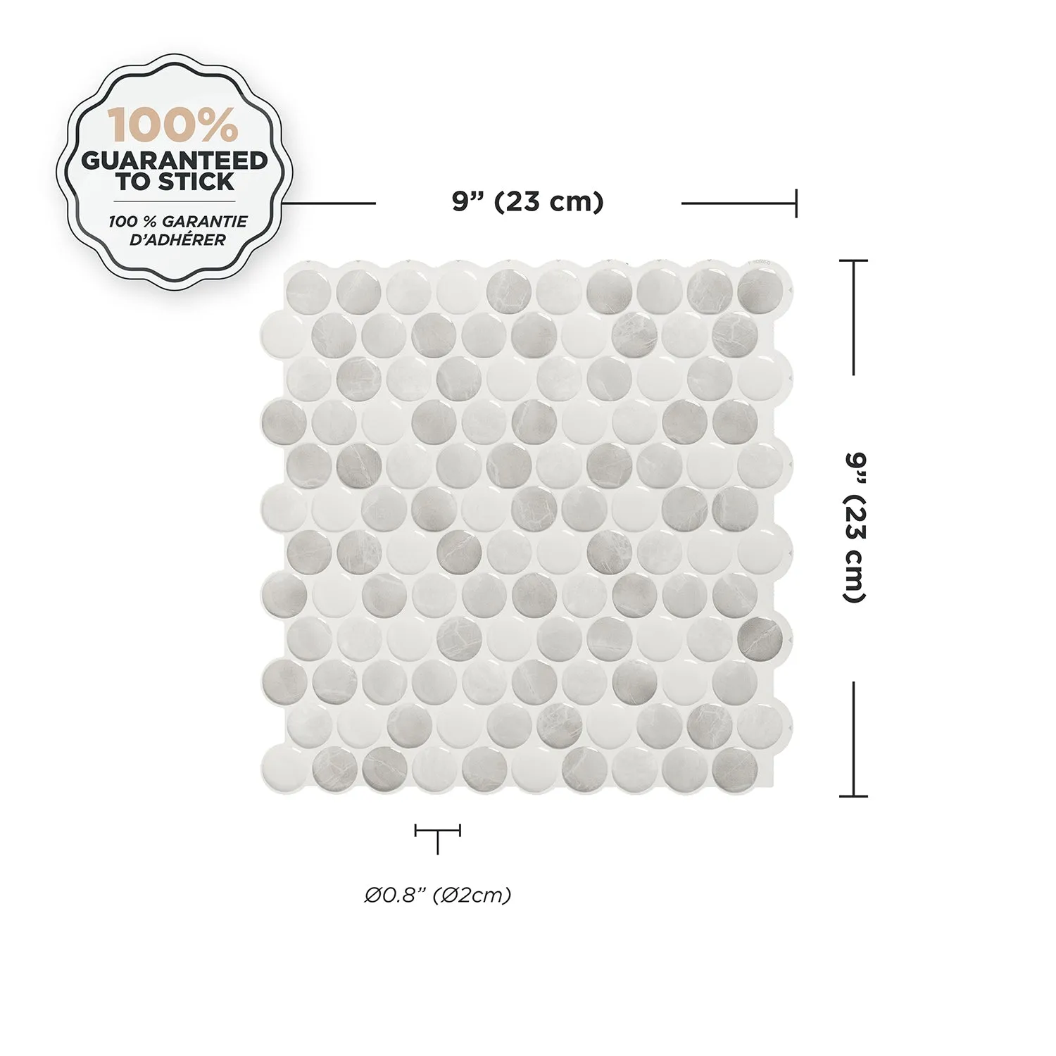Smart Tiles Peel and Stick 4-Sheet 9 x 9 Backsplash - Penny Roccia|Dosseret Smart Tiles peler et coller 9 x 9, 4 feuilles - Penny Roccia