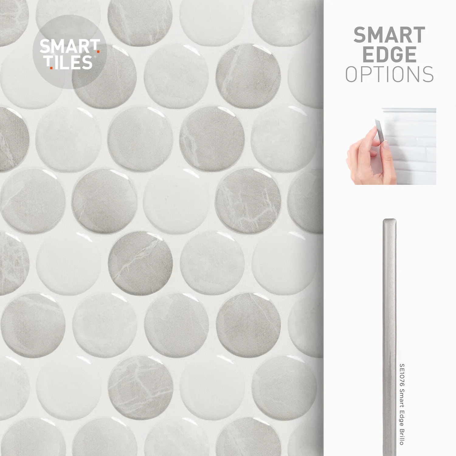 Smart Tiles Peel and Stick 4-Sheet 9 x 9 Backsplash - Penny Roccia|Dosseret Smart Tiles peler et coller 9 x 9, 4 feuilles - Penny Roccia