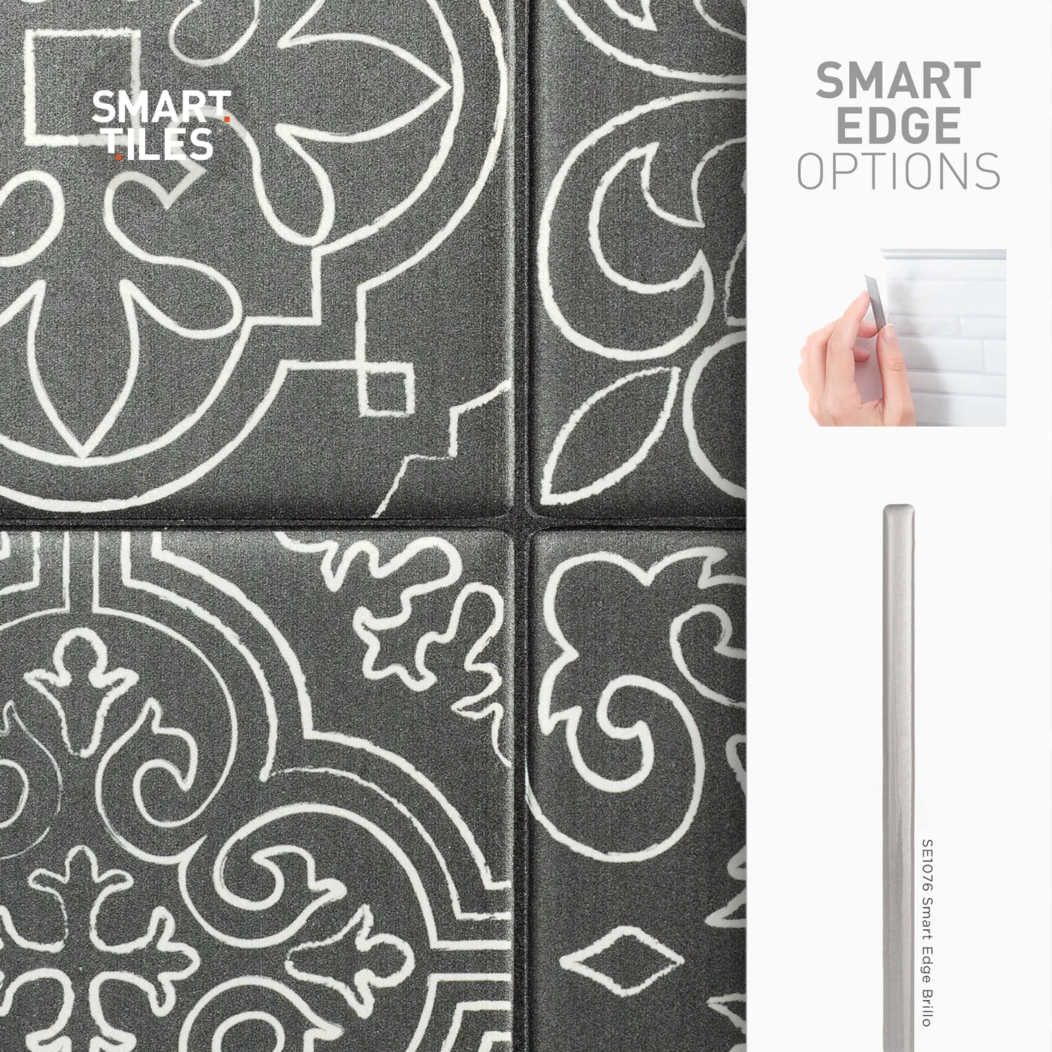 Smart Tiles Peel and Stick 4-Sheet 9 x 9 Backsplash - Vintage Vinci|Dosseret Smart Tiles peler et coller 9 x 9, 4 feuilles - Vintage Vinci