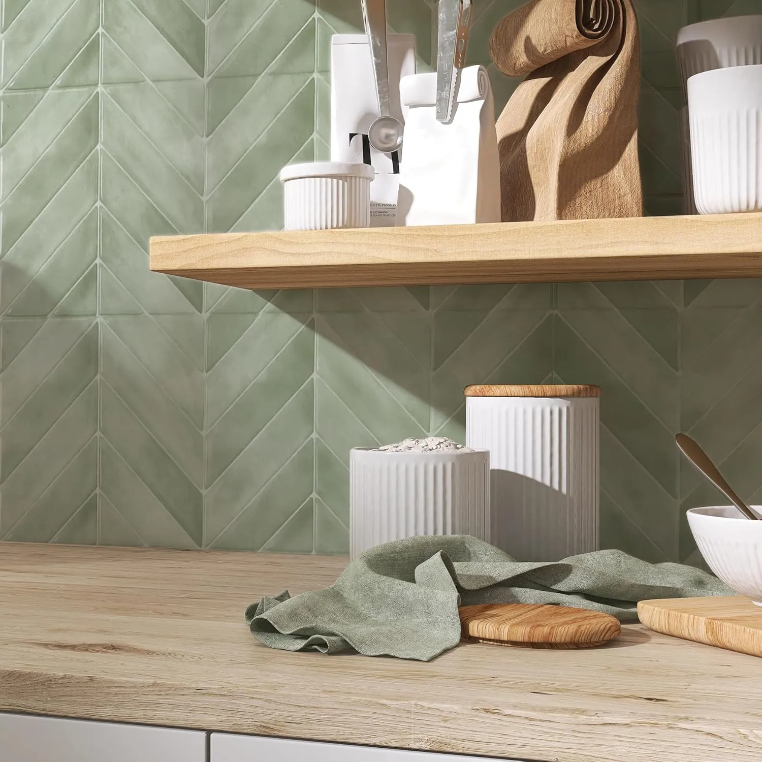 SMART TILES Peel and Stick Backsplash - 5 Sheets of 11.43" x 9" - 3D Adhesive Peel and Stick Tile Backsplash for Kitchen, Bathroom, Wall Tile