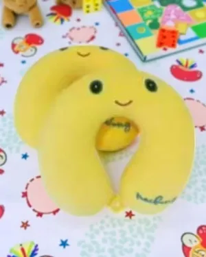 Smile Plush Neck Pillow – Yellow Smiley Design