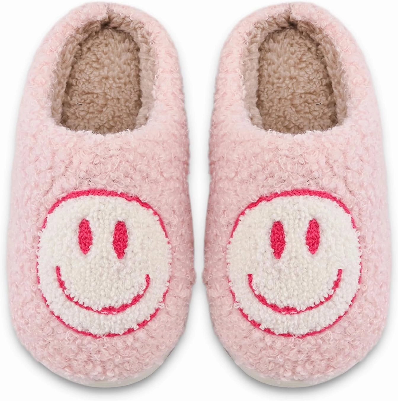 Smile Face Kids Happy Face Soft Plush Warm Slipper Anti-Slip Winter Fluffy House Shoes Soft Memory Foam Comfort Cotton Slippers Indoor and Outdoor
