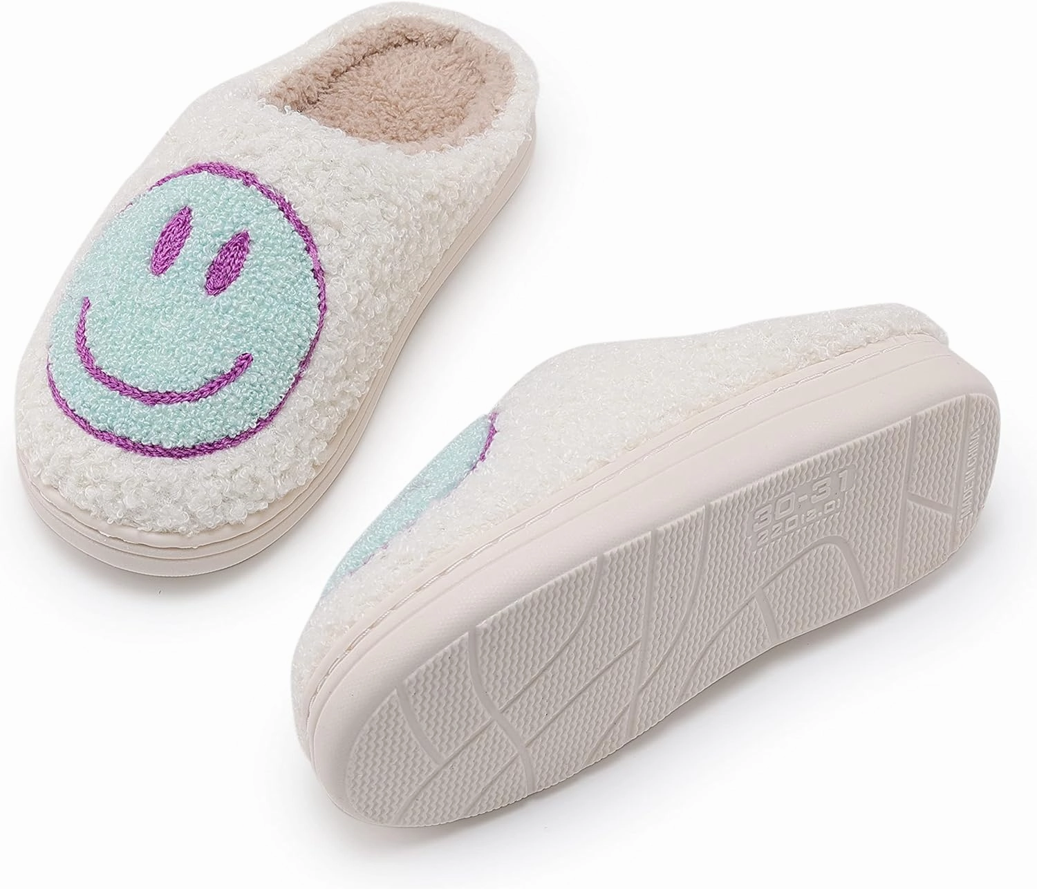 Smile Face Kids Happy Face Soft Plush Warm Slipper Anti-Slip Winter Fluffy House Shoes Soft Memory Foam Comfort Cotton Slippers Indoor and Outdoor