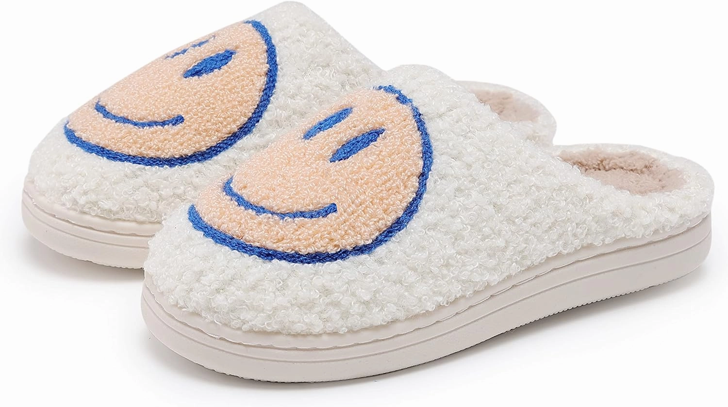 Smile Face Kids Happy Face Soft Plush Warm Slipper Anti-Slip Winter Fluffy House Shoes Soft Memory Foam Comfort Cotton Slippers Indoor and Outdoor