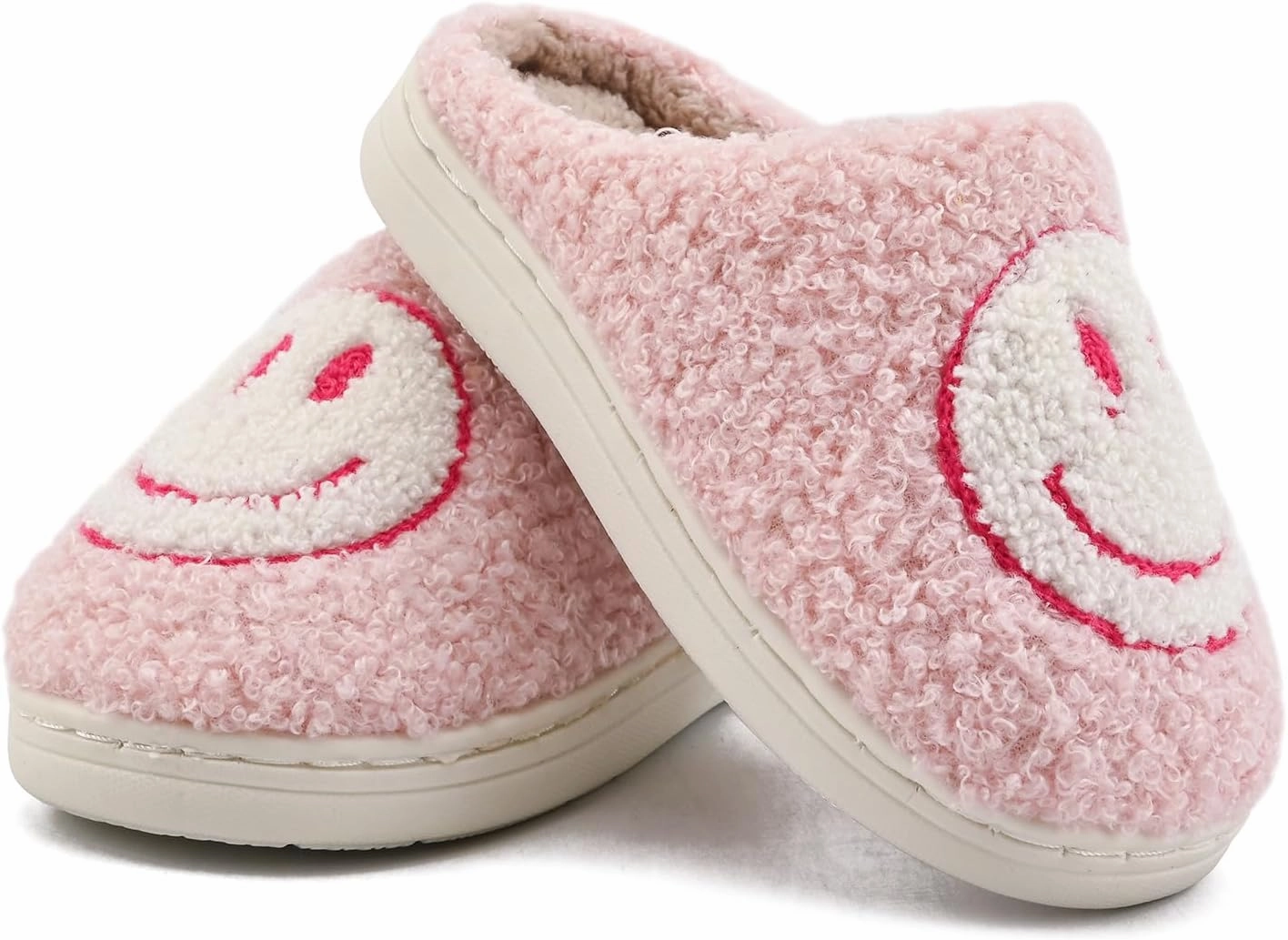 Smile Face Kids Happy Face Soft Plush Warm Slipper Anti-Slip Winter Fluffy House Shoes Soft Memory Foam Comfort Cotton Slippers Indoor and Outdoor
