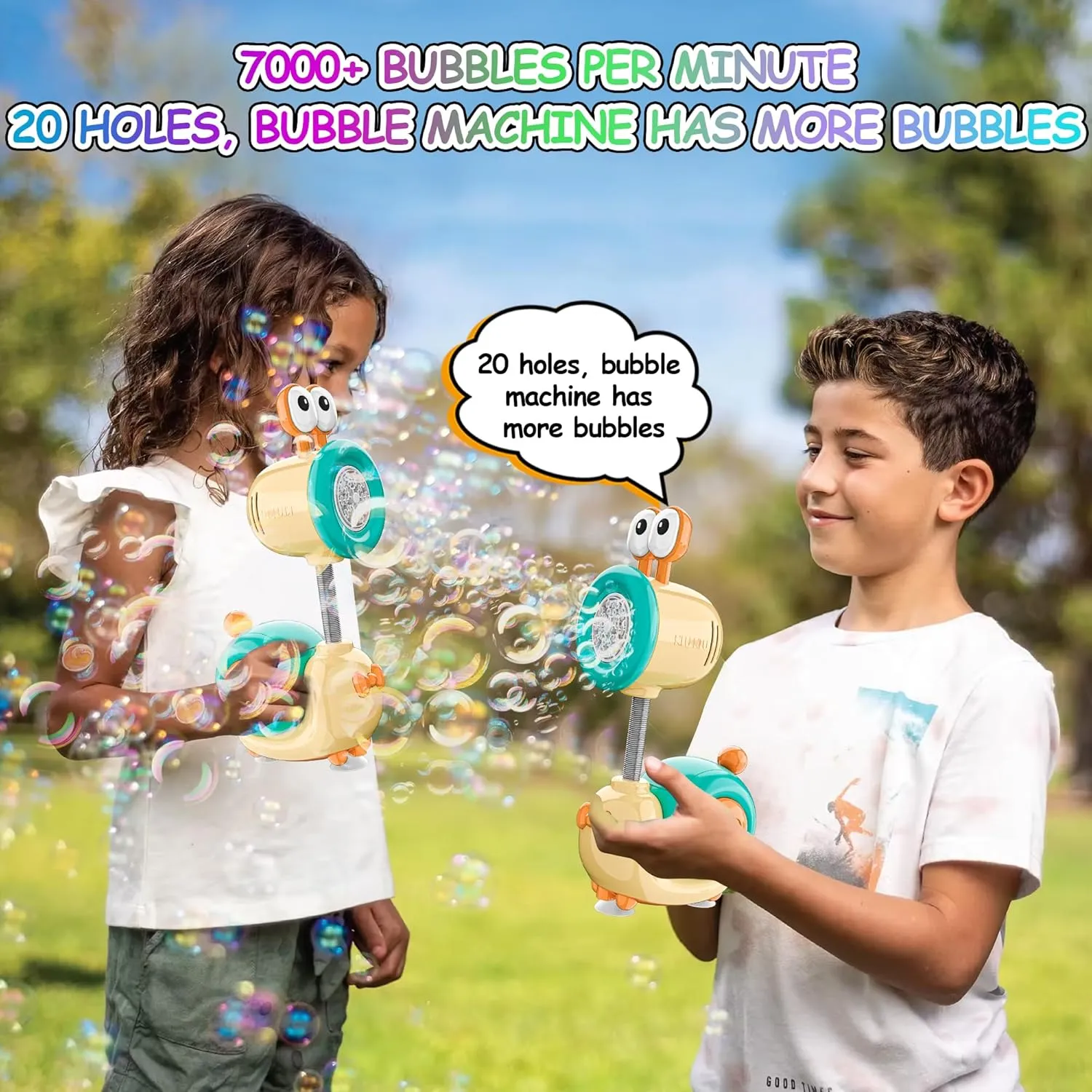 Snail Automatic Rechargeable Bubble Machine for Boys and Girls Gift Aged 3 , Bubble Maker Gun with Lighting, Fantasy Bubble Wand with Bubble Refill Solution, Party Birthday Gift for Kids (Yellow)
