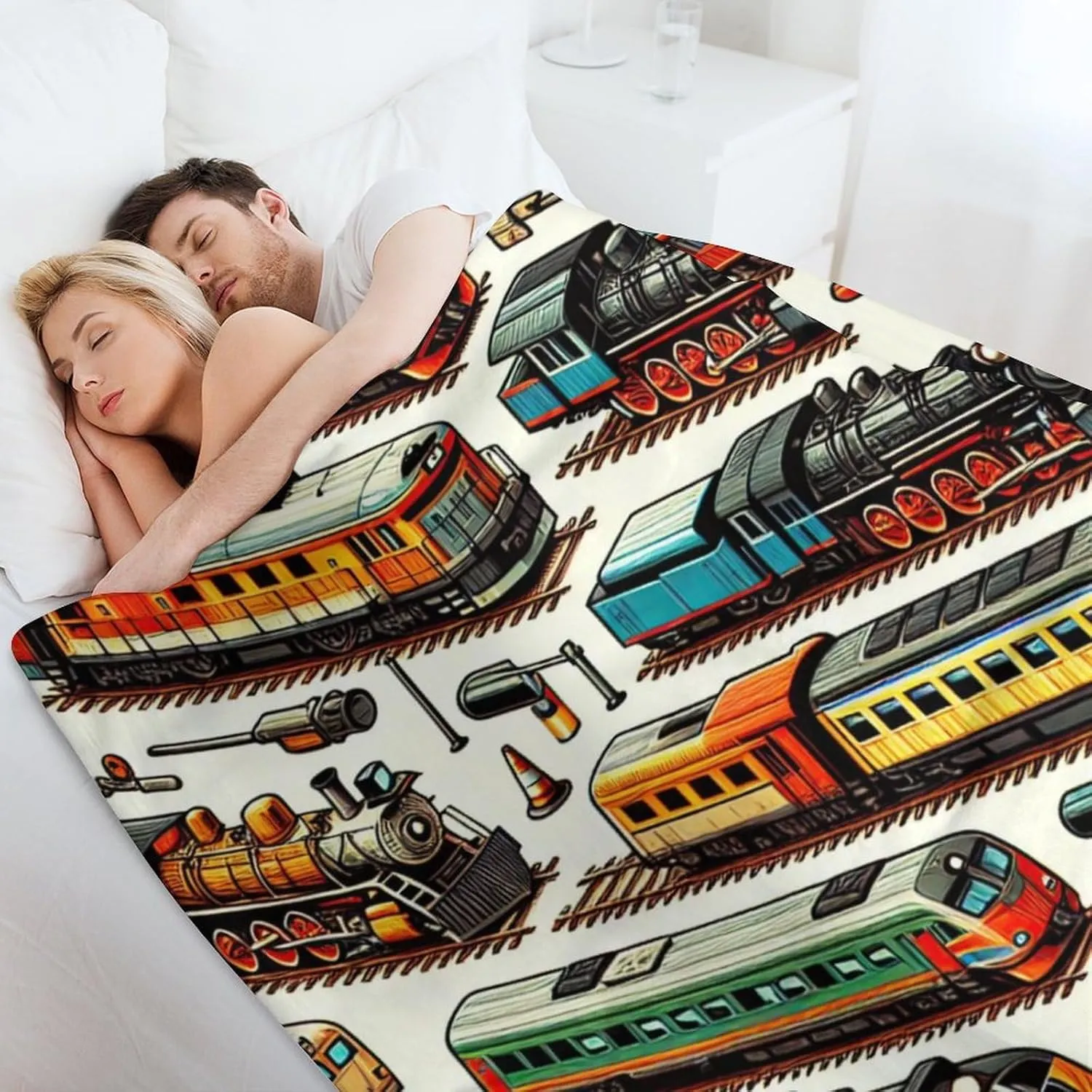 Soft Flannel Train Blanket - Warm Throw Blankets for Girls & Boys - All Season Lap, Chair, Sofa - 50"x40"
