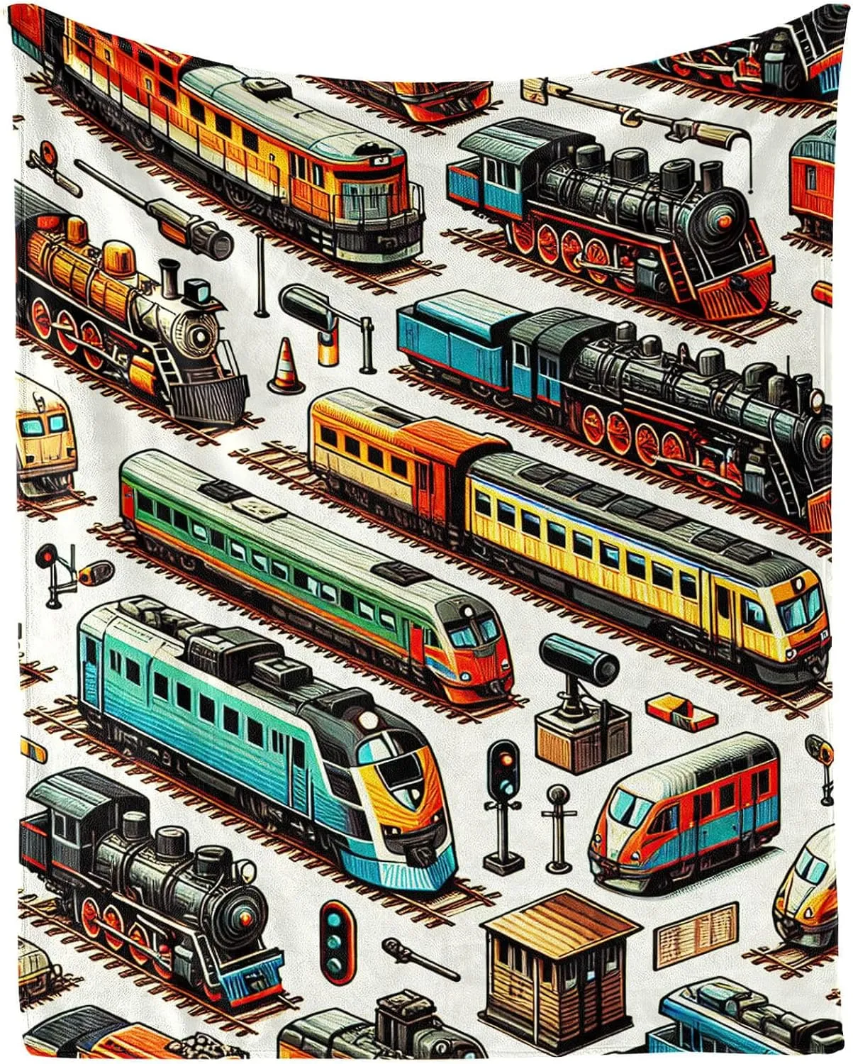 Soft Flannel Train Blanket - Warm Throw Blankets for Girls & Boys - All Season Lap, Chair, Sofa - 50"x40"
